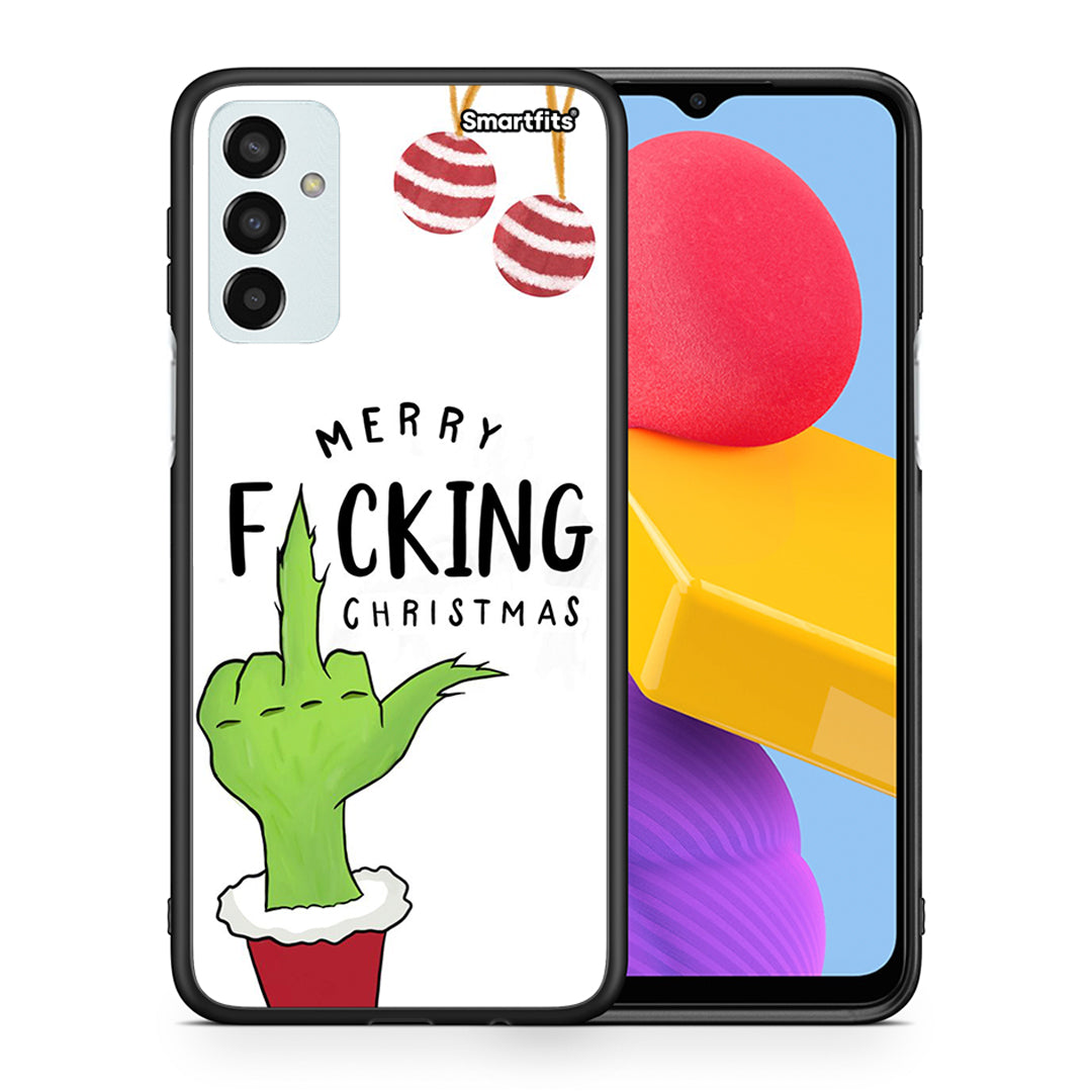 Θήκη Samsung M13 Merry F Xmas από τη Smartfits με σχέδιο στο πίσω μέρος και μαύρο περίβλημα | Samsung M13 Merry F Xmas case with colorful back and black bezels