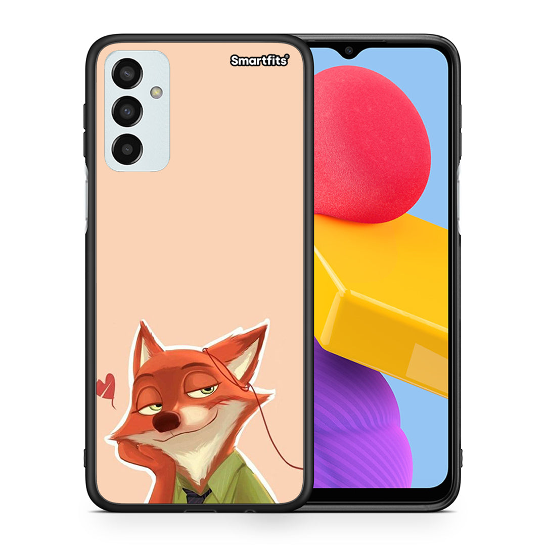 Θήκη Samsung M13 Nick Wilde And Judy Hopps Love 1 από τη Smartfits με σχέδιο στο πίσω μέρος και μαύρο περίβλημα | Samsung M13 Nick Wilde And Judy Hopps Love 1 case with colorful back and black bezels