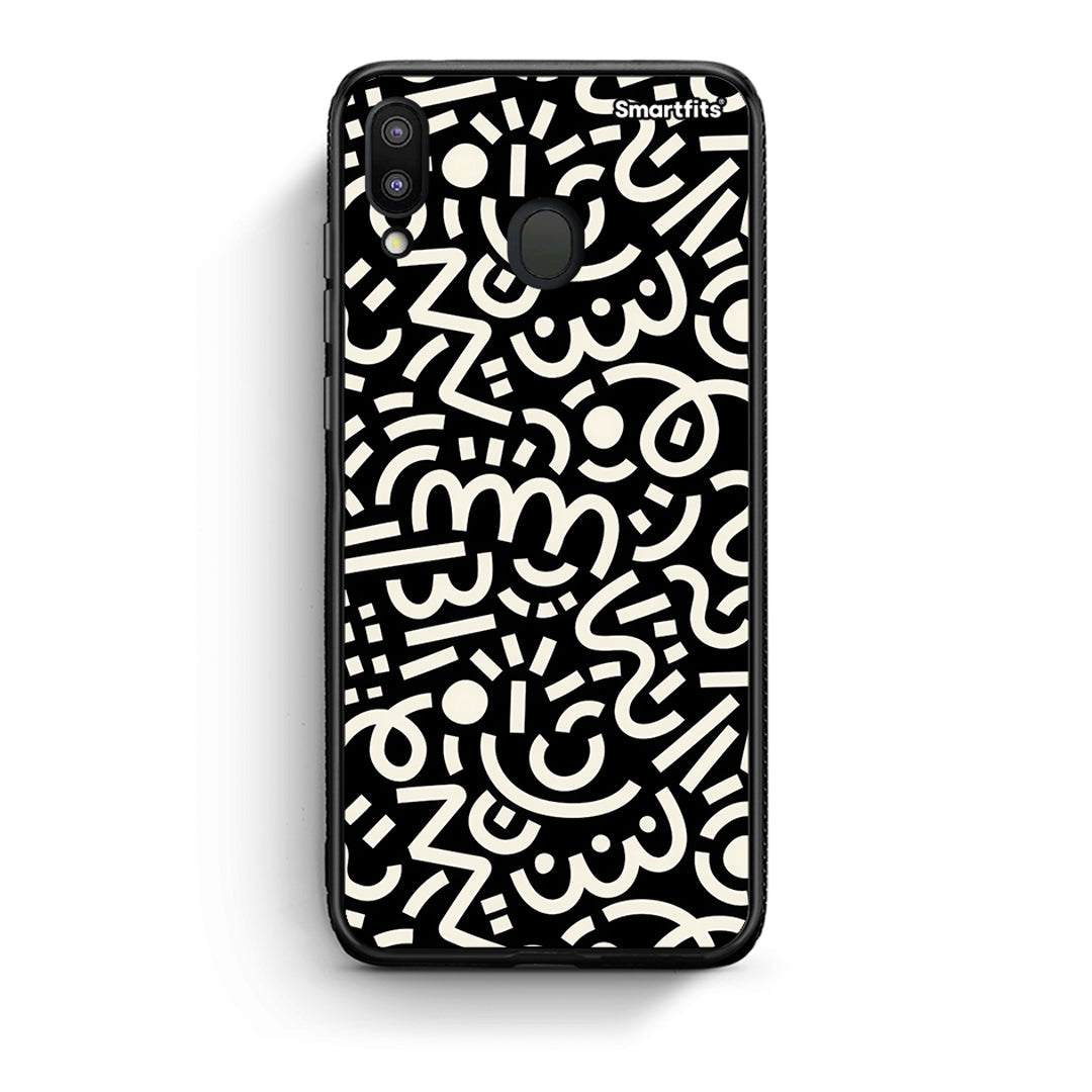 Samsung M20 Doodle Art Θήκη από τη Smartfits με σχέδιο στο πίσω μέρος και μαύρο περίβλημα | Smartphone case with colorful back and black bezels by Smartfits