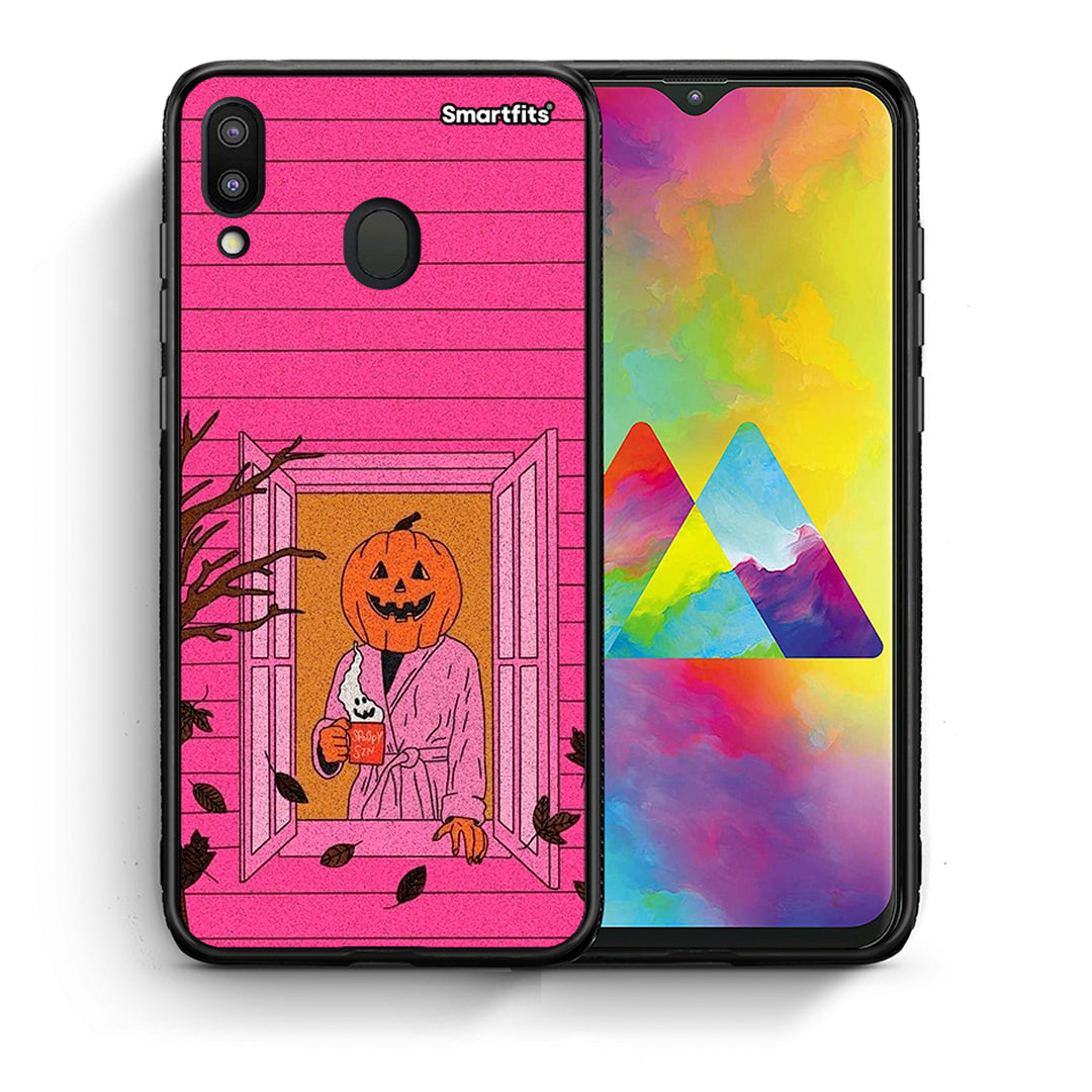 Θήκη Samsung M20 Halloween Pumpkin Lady από τη Smartfits με σχέδιο στο πίσω μέρος και μαύρο περίβλημα | Samsung M20 Halloween Pumpkin Lady case with colorful back and black bezels