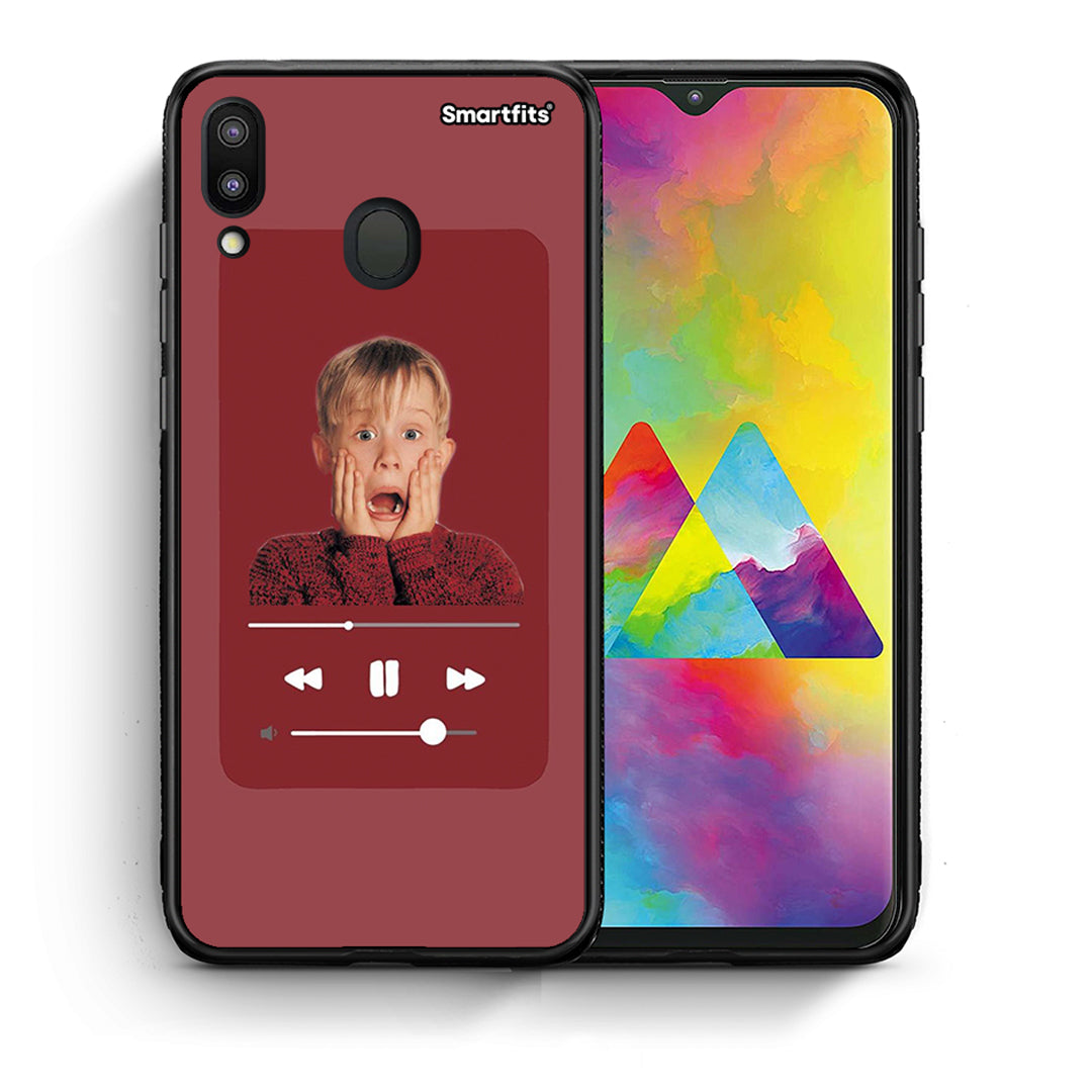 Θήκη Samsung M20 Xmas Alone Music από τη Smartfits με σχέδιο στο πίσω μέρος και μαύρο περίβλημα | Samsung M20 Xmas Alone Music case with colorful back and black bezels