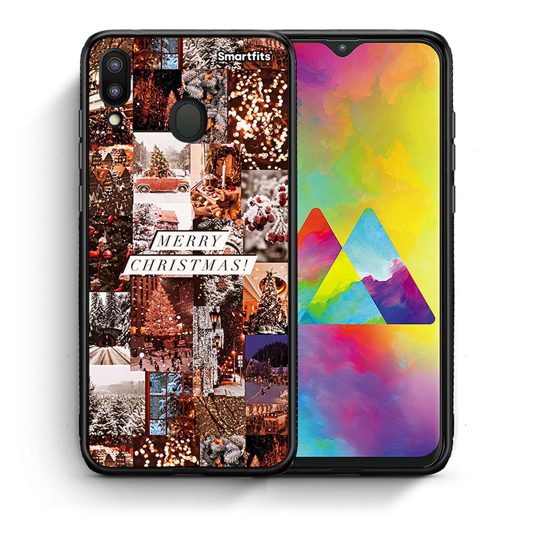 Θήκη Samsung M20 Xmas Collage από τη Smartfits με σχέδιο στο πίσω μέρος και μαύρο περίβλημα | Samsung M20 Xmas Collage case with colorful back and black bezels