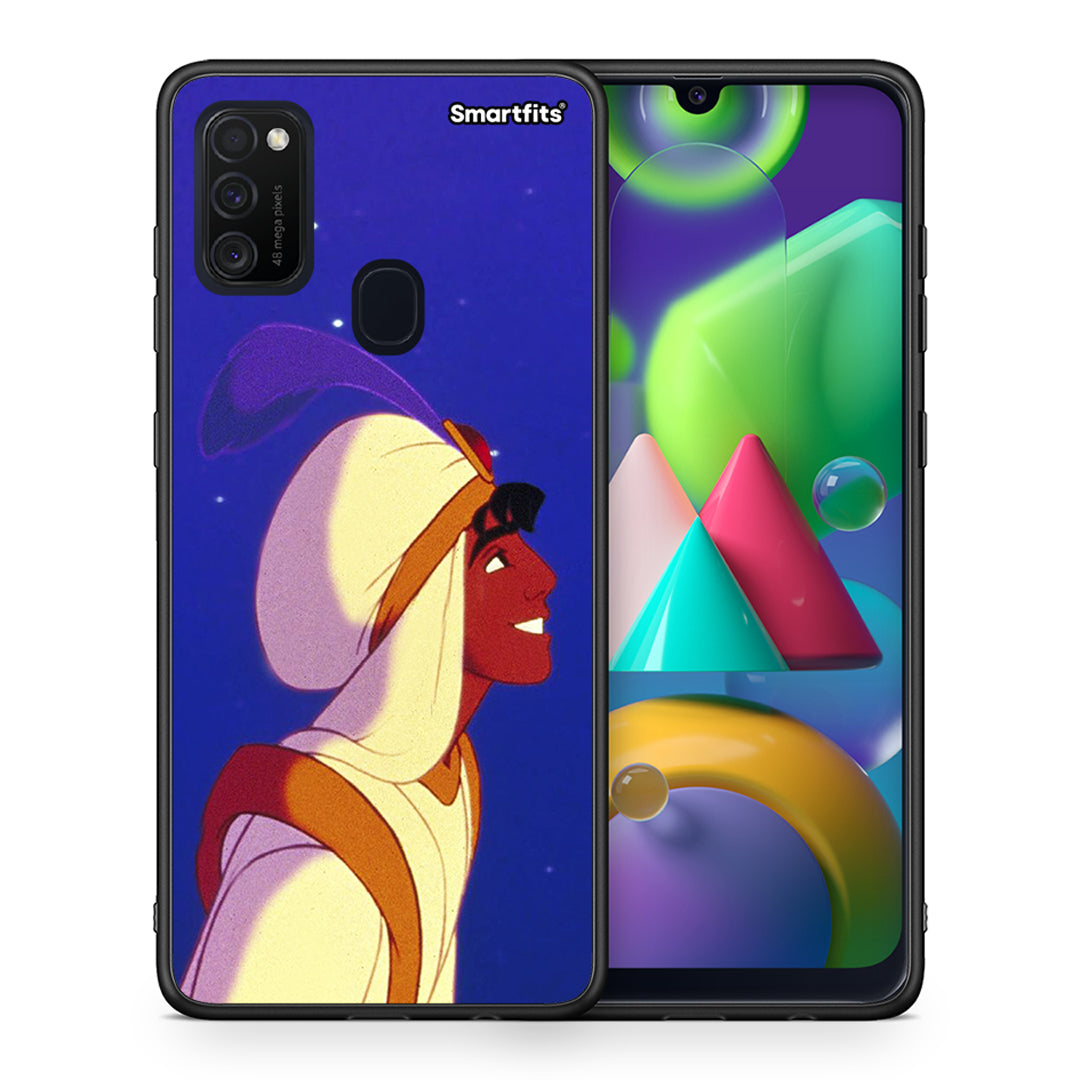 Θήκη Samsung M21/M31 Alladin And Jasmine Love 1 από τη Smartfits με σχέδιο στο πίσω μέρος και μαύρο περίβλημα | Samsung M21/M31 Alladin And Jasmine Love 1 case with colorful back and black bezels