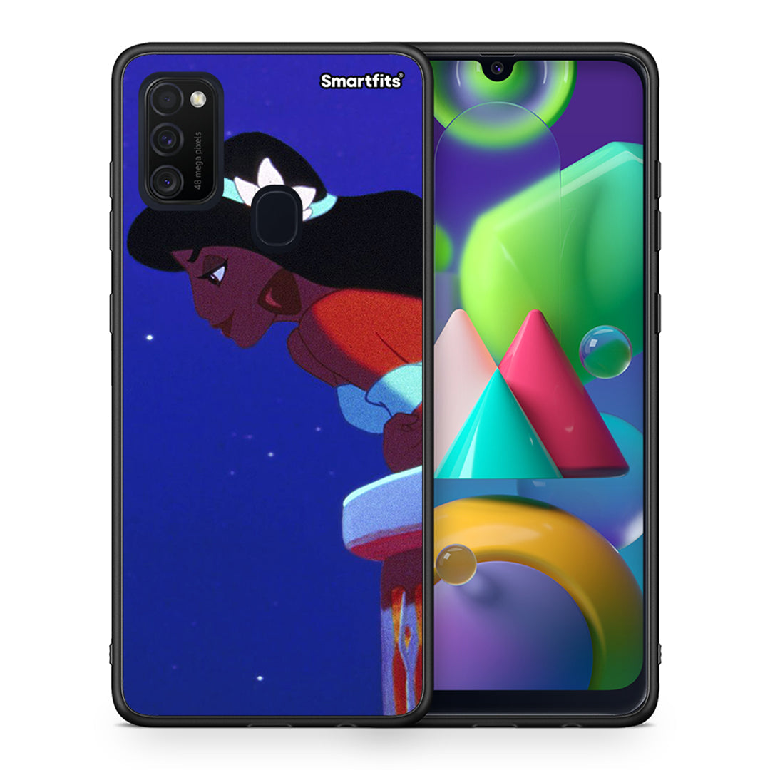 Θήκη Samsung M21/M31 Alladin And Jasmine Love 2 από τη Smartfits με σχέδιο στο πίσω μέρος και μαύρο περίβλημα | Samsung M21/M31 Alladin And Jasmine Love 2 case with colorful back and black bezels