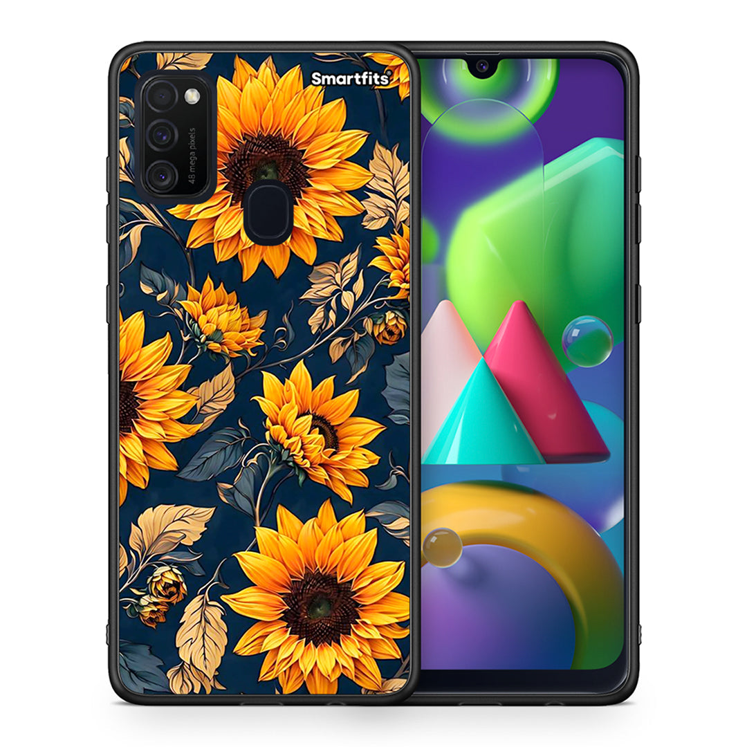 Θήκη Samsung M21 / M31 Autumn Sunflowers από τη Smartfits με σχέδιο στο πίσω μέρος και μαύρο περίβλημα | Samsung M21 / M31 Autumn Sunflowers case with colorful back and black bezels