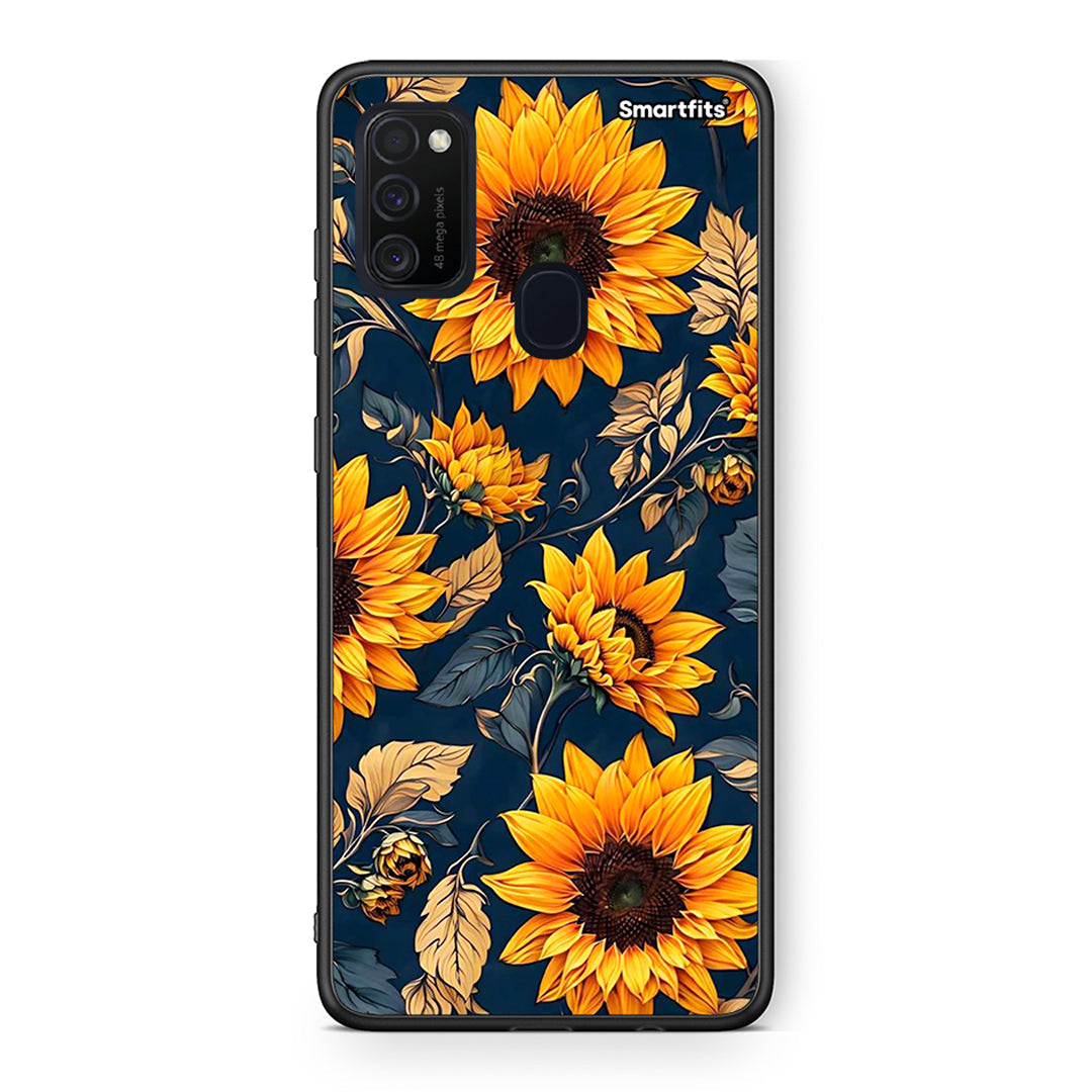 Samsung M21 / M31 Autumn Sunflowers Θήκη από τη Smartfits με σχέδιο στο πίσω μέρος και μαύρο περίβλημα | Smartphone case with colorful back and black bezels by Smartfits