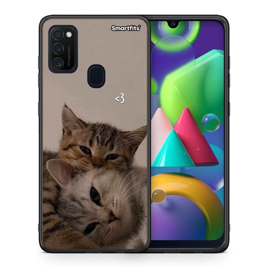 Θήκη Samsung M21 / M31 Cats In Love από τη Smartfits με σχέδιο στο πίσω μέρος και μαύρο περίβλημα | Samsung M21 / M31 Cats In Love case with colorful back and black bezels