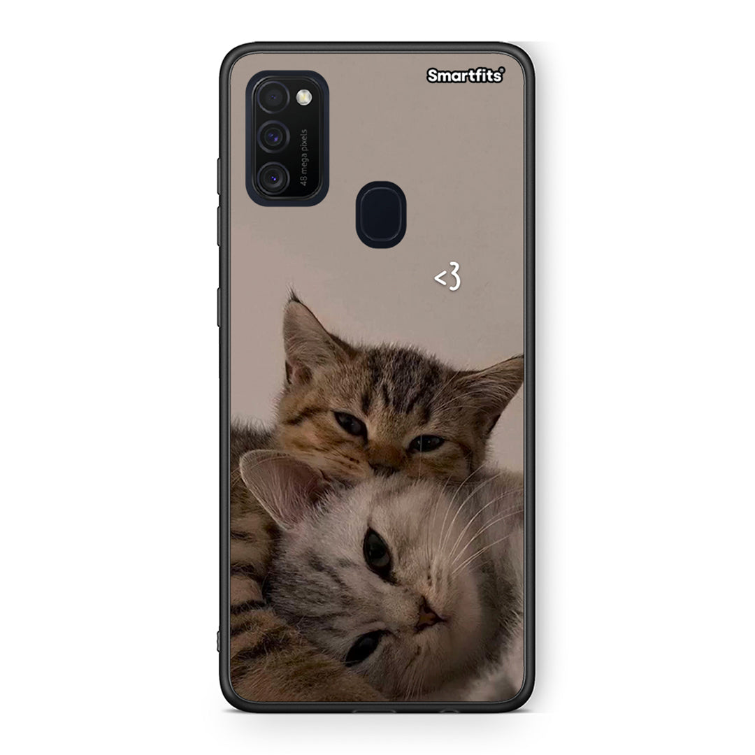 Samsung M21 / M31 Cats In Love Θήκη από τη Smartfits με σχέδιο στο πίσω μέρος και μαύρο περίβλημα | Smartphone case with colorful back and black bezels by Smartfits