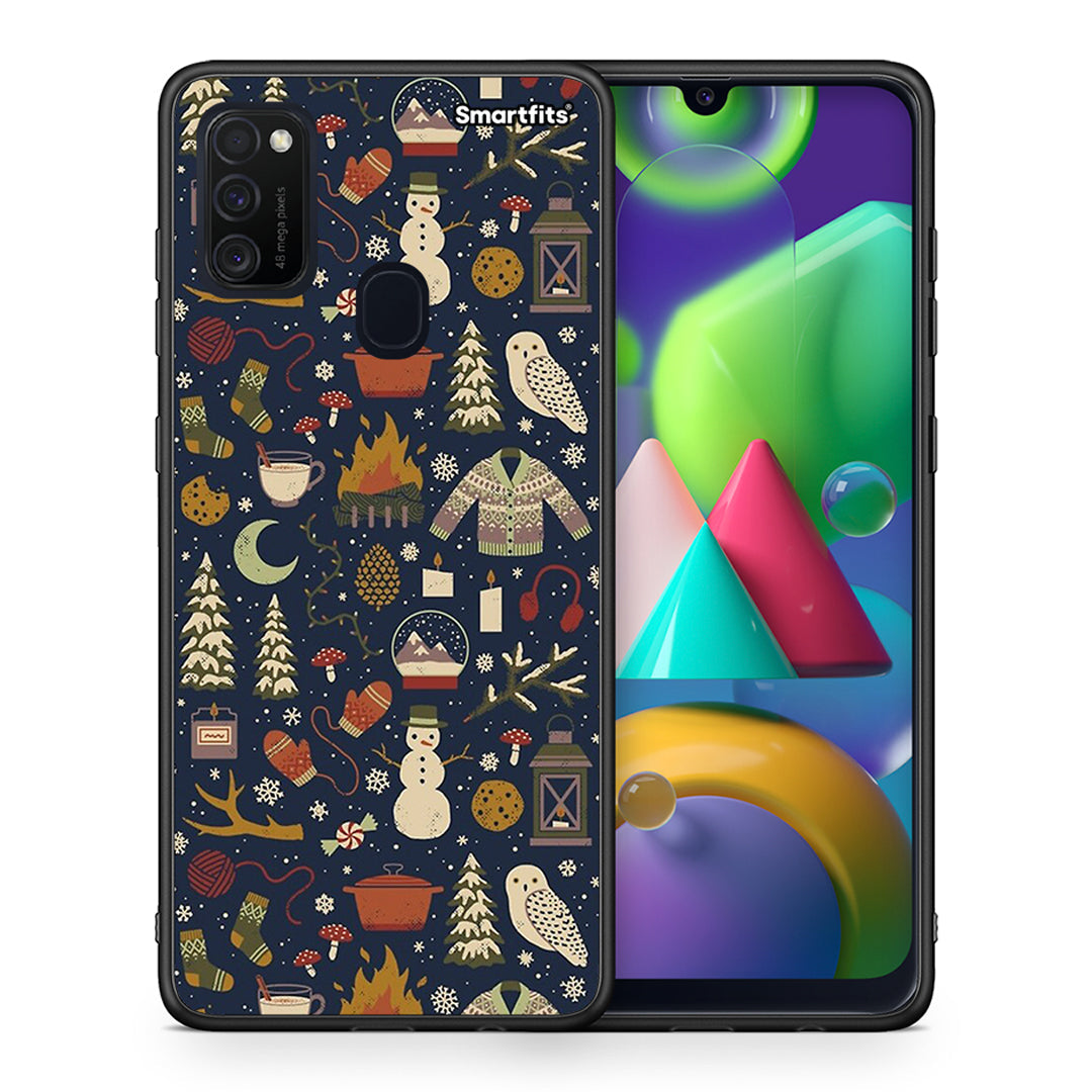 Θήκη Samsung M21/M31 Christmas Elements από τη Smartfits με σχέδιο στο πίσω μέρος και μαύρο περίβλημα | Samsung M21/M31 Christmas Elements case with colorful back and black bezels