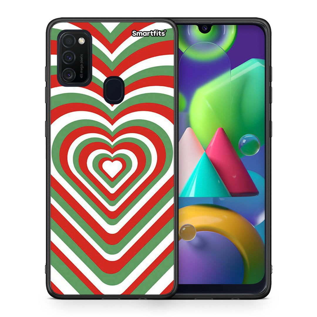 Θήκη Samsung M21/M31 Christmas Hearts από τη Smartfits με σχέδιο στο πίσω μέρος και μαύρο περίβλημα | Samsung M21/M31 Christmas Hearts case with colorful back and black bezels