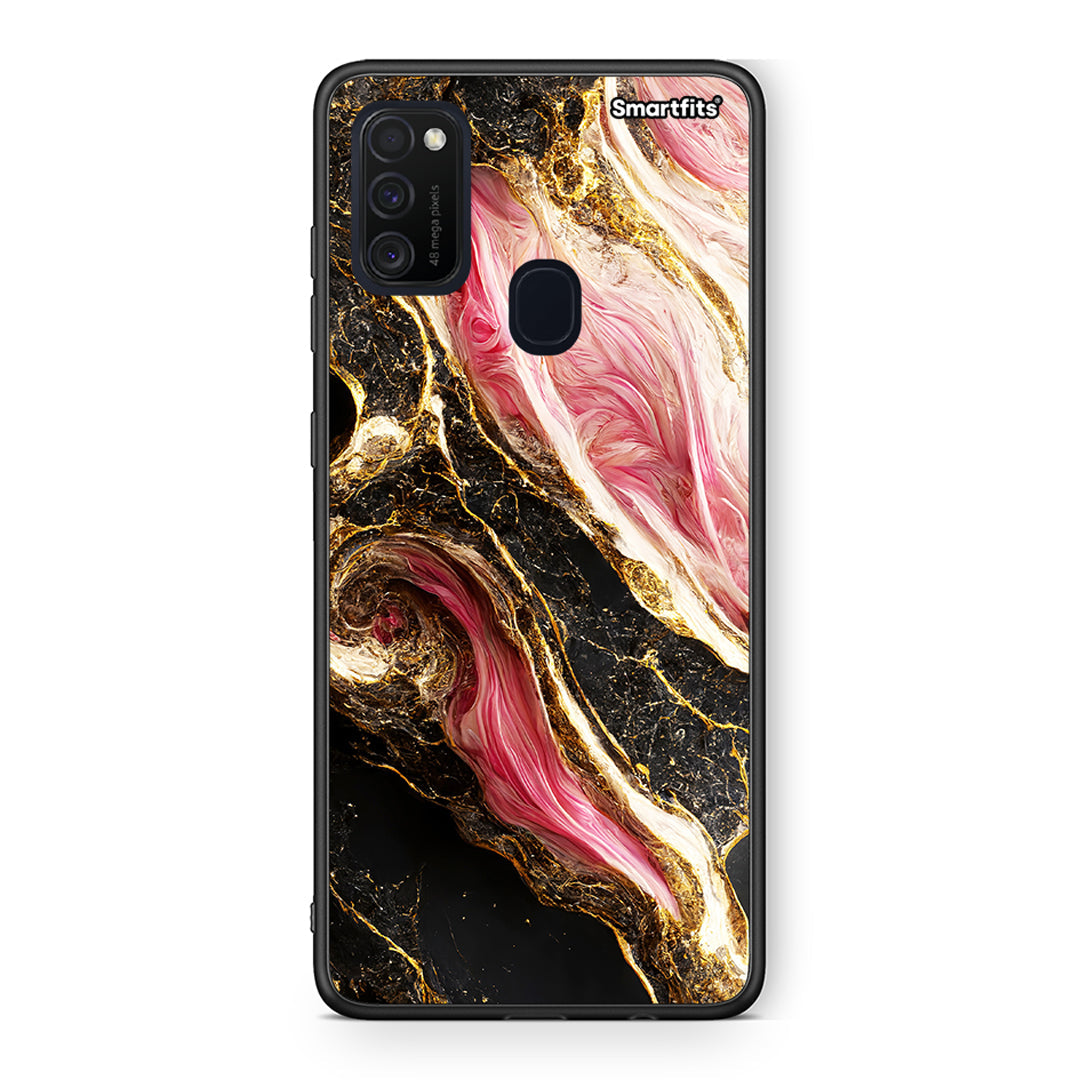 Samsung M21/M31 Glamorous Pink Marble θήκη από τη Smartfits με σχέδιο στο πίσω μέρος και μαύρο περίβλημα | Smartphone case with colorful back and black bezels by Smartfits