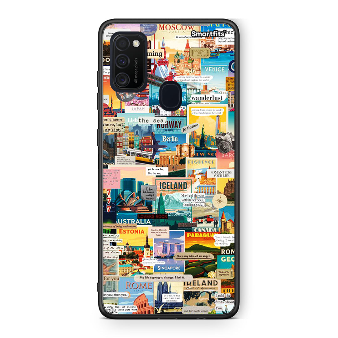 Samsung M21/M31 Live To Travel θήκη από τη Smartfits με σχέδιο στο πίσω μέρος και μαύρο περίβλημα | Smartphone case with colorful back and black bezels by Smartfits