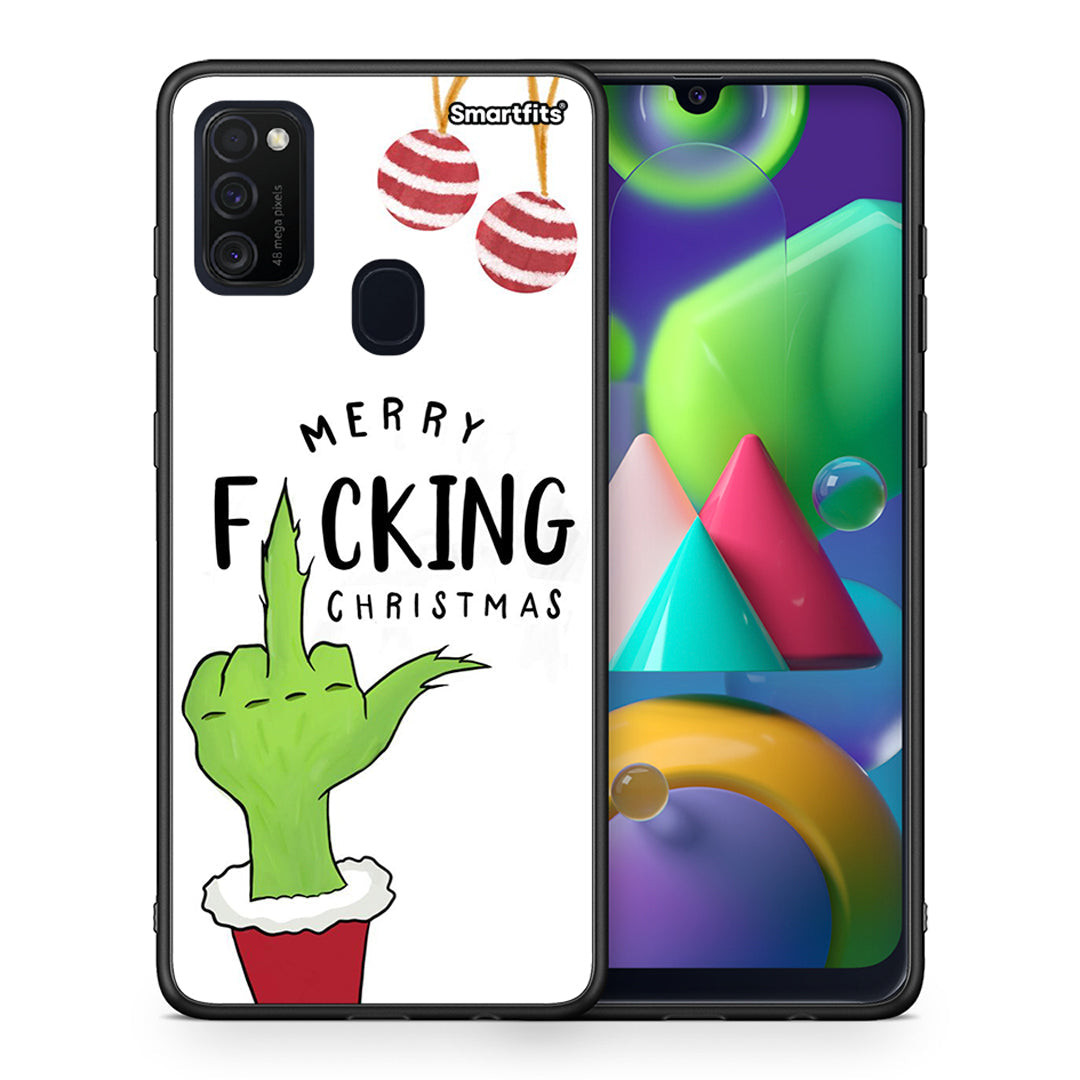 Θήκη Samsung M21/M31 Merry F Xmas από τη Smartfits με σχέδιο στο πίσω μέρος και μαύρο περίβλημα | Samsung M21/M31 Merry F Xmas case with colorful back and black bezels