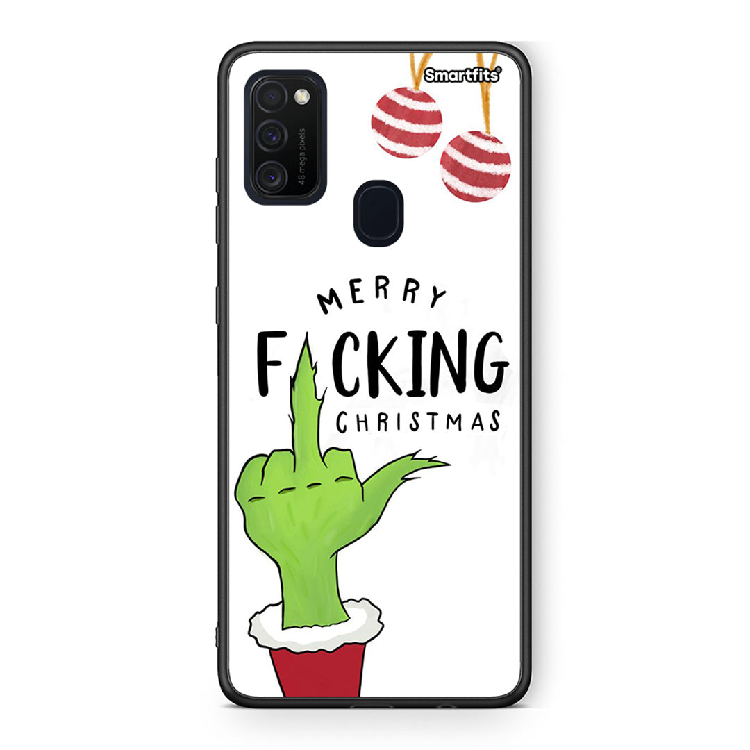 Samsung M21/M31 Merry F Xmas θήκη από τη Smartfits με σχέδιο στο πίσω μέρος και μαύρο περίβλημα | Smartphone case with colorful back and black bezels by Smartfits