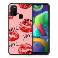 Thumbnail for Θήκη Samsung M21/M31 XOXO Lips από τη Smartfits με σχέδιο στο πίσω μέρος και μαύρο περίβλημα | Samsung M21/M31 XOXO Lips case with colorful back and black bezels