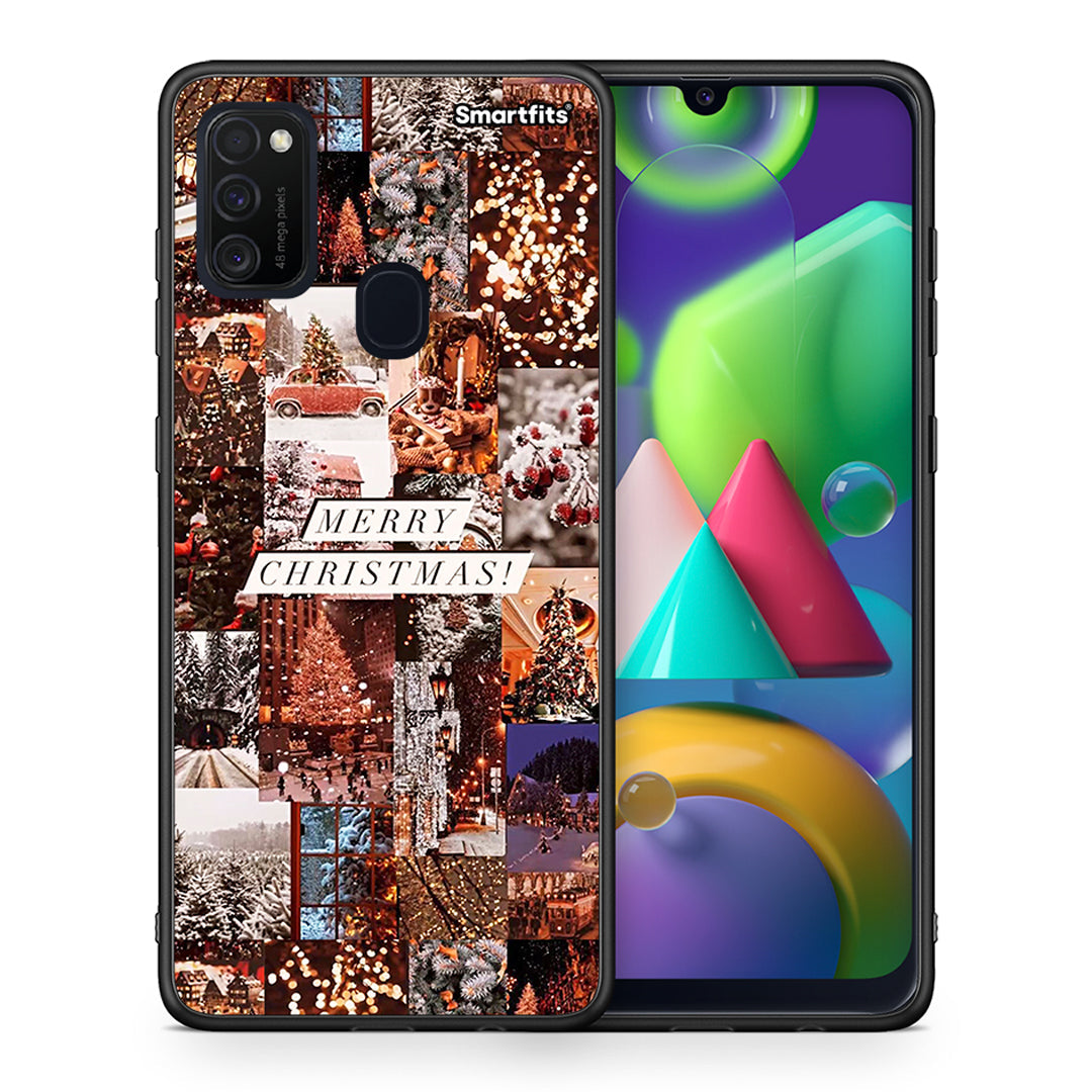 Θήκη Samsung M21/M31 Xmas Collage από τη Smartfits με σχέδιο στο πίσω μέρος και μαύρο περίβλημα | Samsung M21/M31 Xmas Collage case with colorful back and black bezels