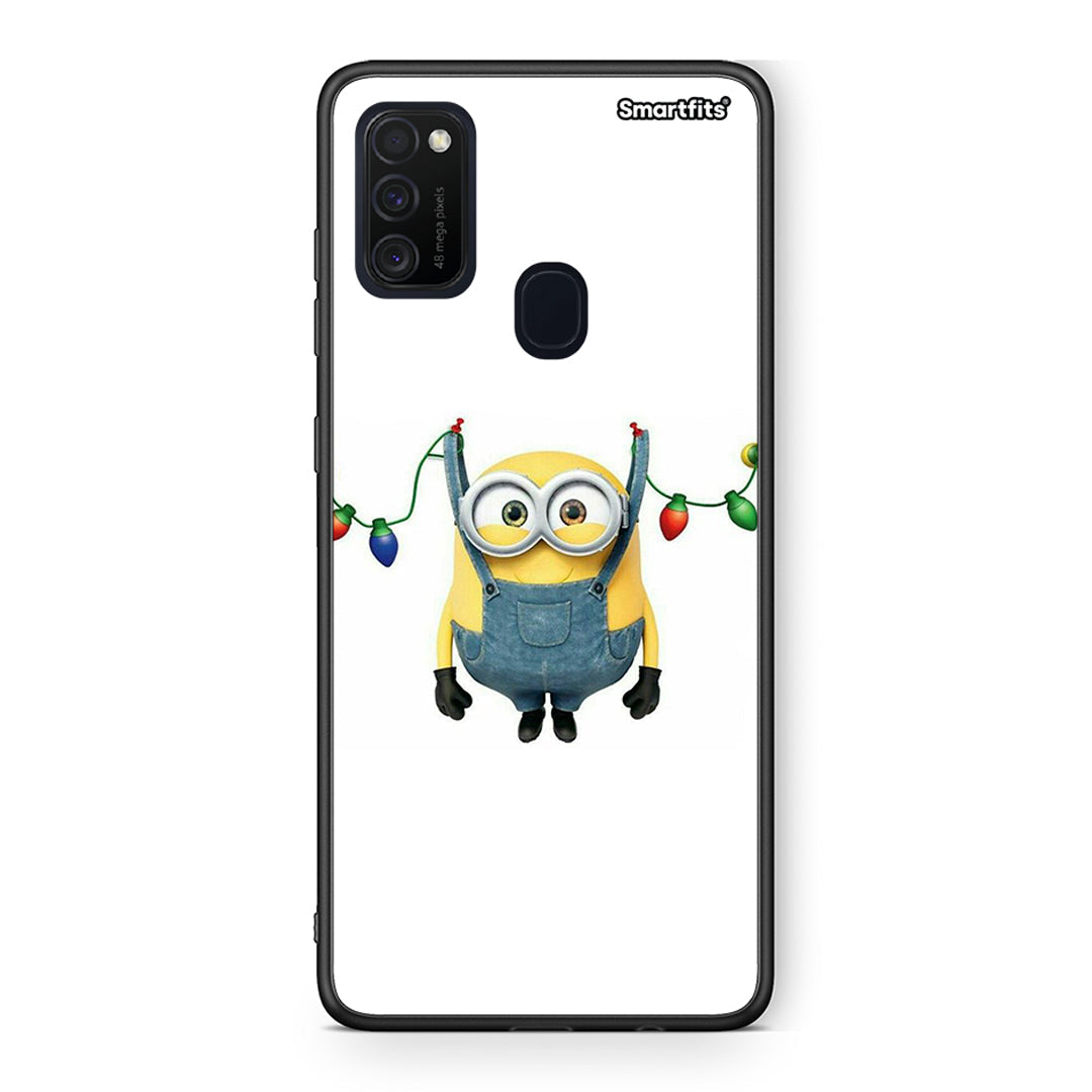 Samsung M21/M31 Xmas Minion Lights θήκη από τη Smartfits με σχέδιο στο πίσω μέρος και μαύρο περίβλημα | Smartphone case with colorful back and black bezels by Smartfits