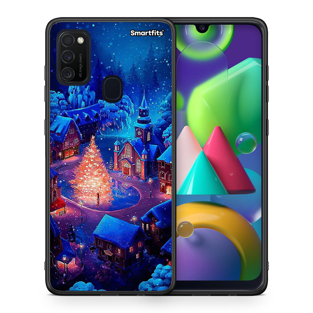 Θήκη Samsung M21/M31 Xmas Village από τη Smartfits με σχέδιο στο πίσω μέρος και μαύρο περίβλημα | Samsung M21/M31 Xmas Village case with colorful back and black bezels