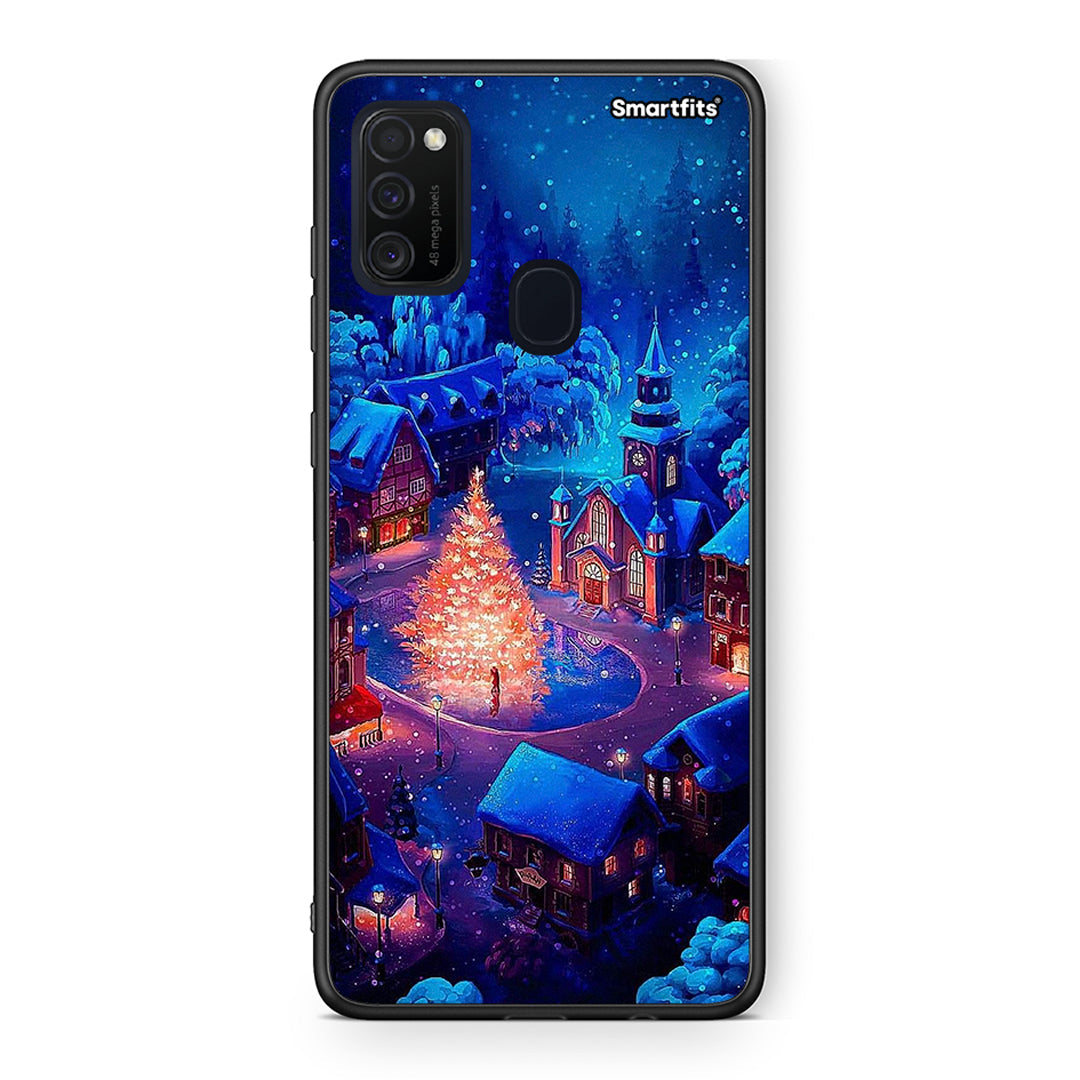 Samsung M21/M31 Xmas Village θήκη από τη Smartfits με σχέδιο στο πίσω μέρος και μαύρο περίβλημα | Smartphone case with colorful back and black bezels by Smartfits