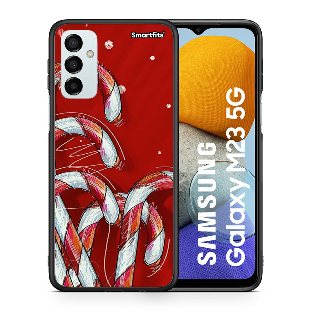 Θήκη Samsung M23 Candy Cane από τη Smartfits με σχέδιο στο πίσω μέρος και μαύρο περίβλημα | Samsung M23 Candy Cane case with colorful back and black bezels