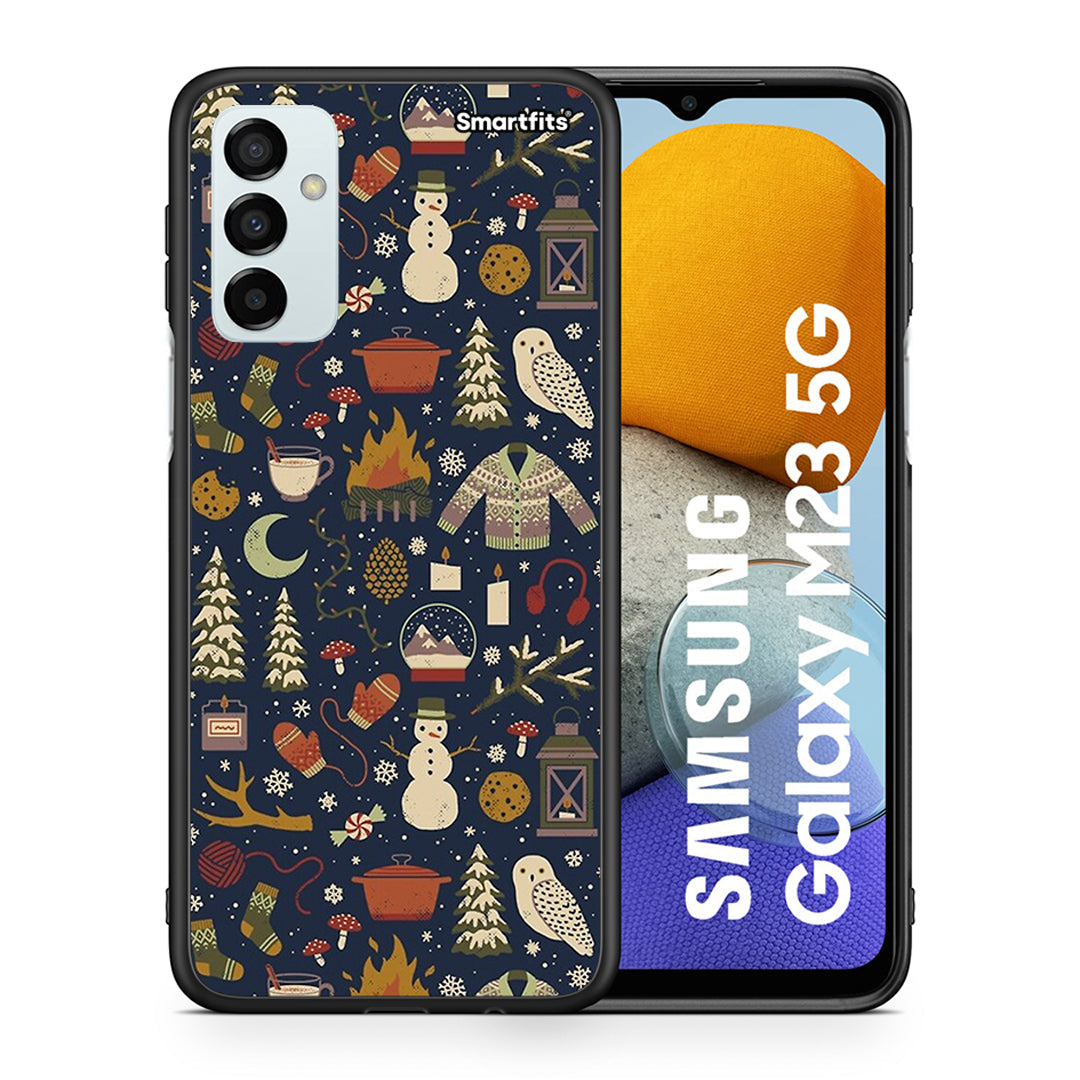 Θήκη Samsung M23 Christmas Elements από τη Smartfits με σχέδιο στο πίσω μέρος και μαύρο περίβλημα | Samsung M23 Christmas Elements case with colorful back and black bezels