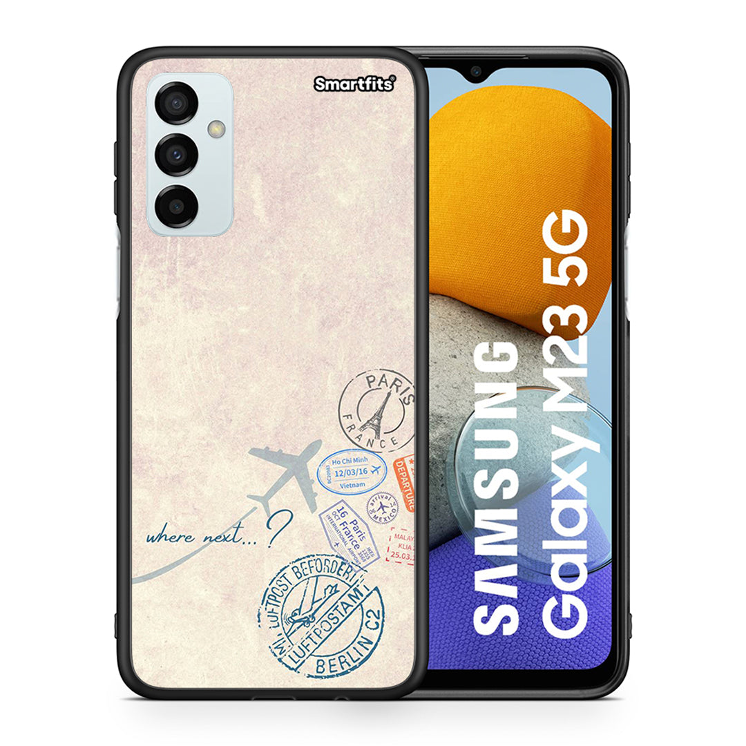 Θήκη Samsung M23 Where Next από τη Smartfits με σχέδιο στο πίσω μέρος και μαύρο περίβλημα | Samsung M23 Where Next case with colorful back and black bezels