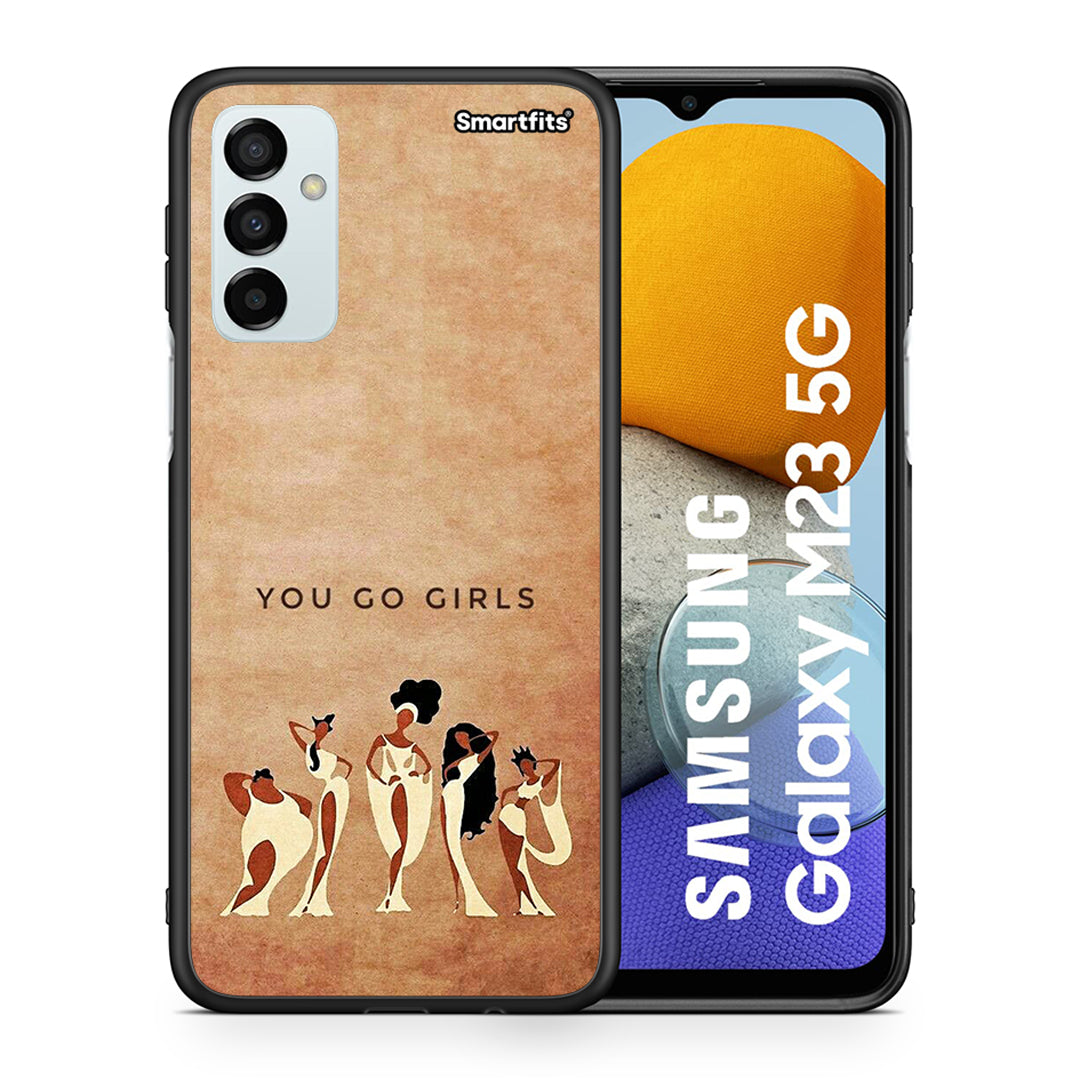 Θήκη Samsung M23 You Go Girl από τη Smartfits με σχέδιο στο πίσω μέρος και μαύρο περίβλημα | Samsung M23 You Go Girl case with colorful back and black bezels