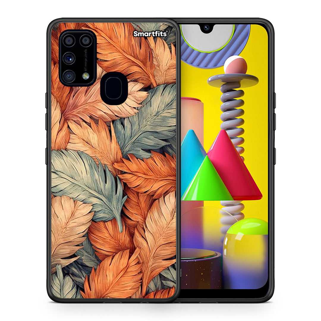 Θήκη Samsung M31 Autumn Leaves από τη Smartfits με σχέδιο στο πίσω μέρος και μαύρο περίβλημα | Samsung M31 Autumn Leaves case with colorful back and black bezels