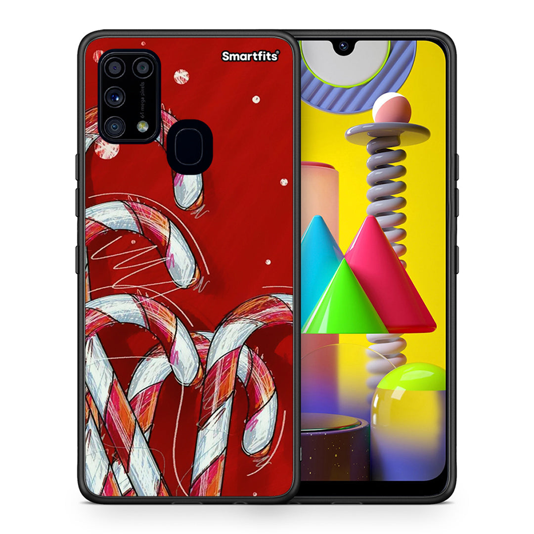 Θήκη Samsung M31 Candy Cane από τη Smartfits με σχέδιο στο πίσω μέρος και μαύρο περίβλημα | Samsung M31 Candy Cane case with colorful back and black bezels