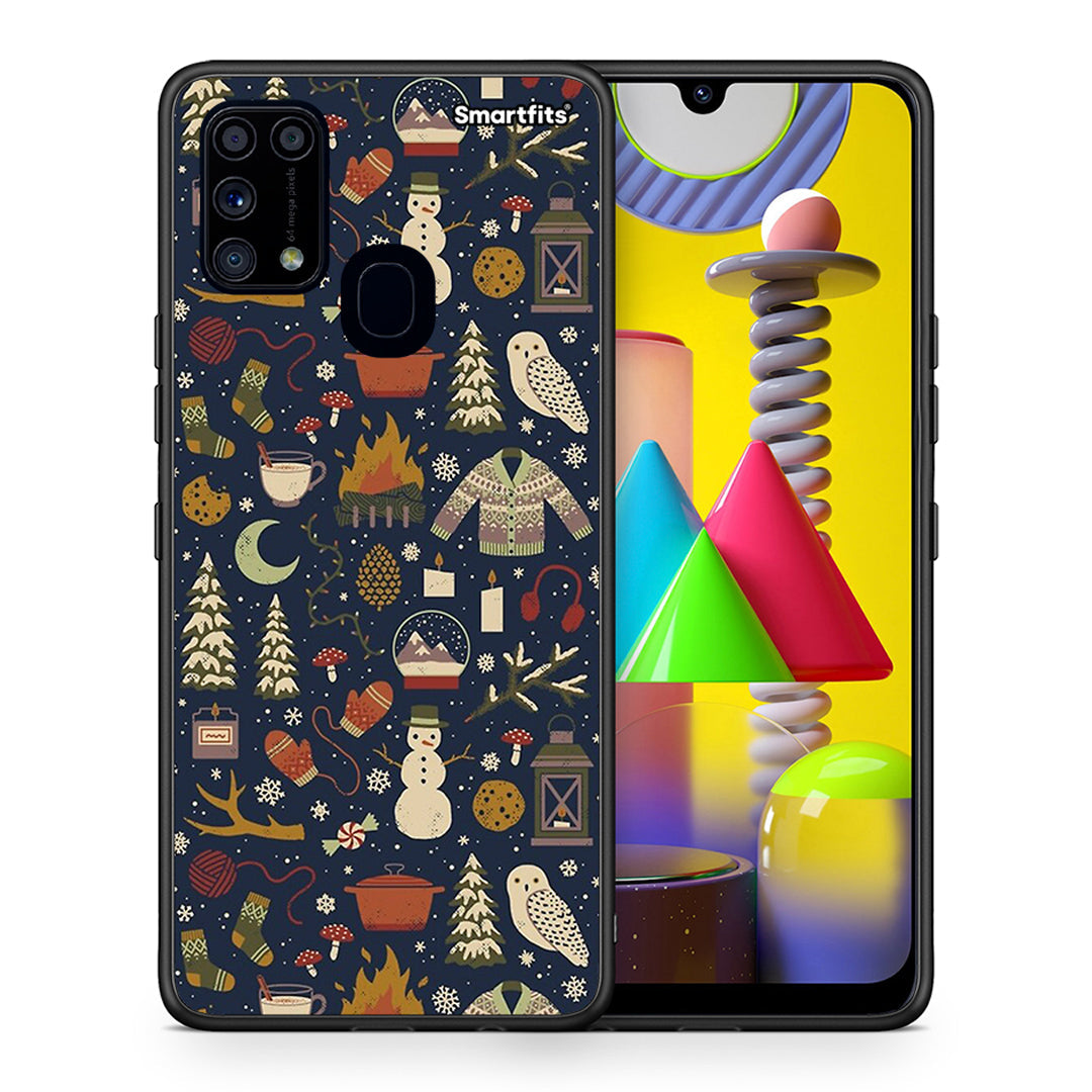 Θήκη Samsung M31 Christmas Elements από τη Smartfits με σχέδιο στο πίσω μέρος και μαύρο περίβλημα | Samsung M31 Christmas Elements case with colorful back and black bezels