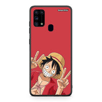 Thumbnail for Samsung M31 Pirate Luffy θήκη από τη Smartfits με σχέδιο στο πίσω μέρος και μαύρο περίβλημα | Smartphone case with colorful back and black bezels by Smartfits