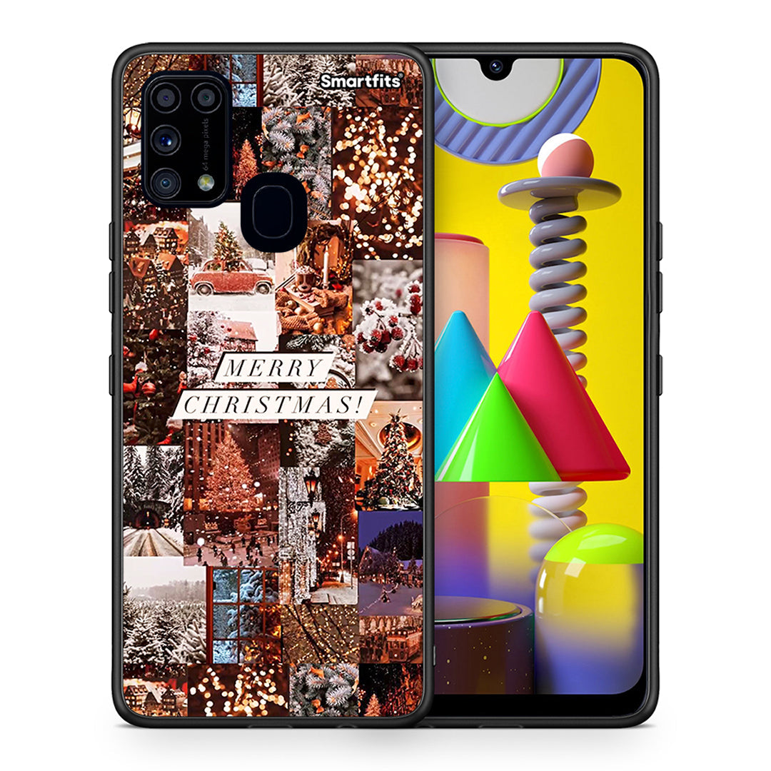 Θήκη Samsung M31 Xmas Collage από τη Smartfits με σχέδιο στο πίσω μέρος και μαύρο περίβλημα | Samsung M31 Xmas Collage case with colorful back and black bezels