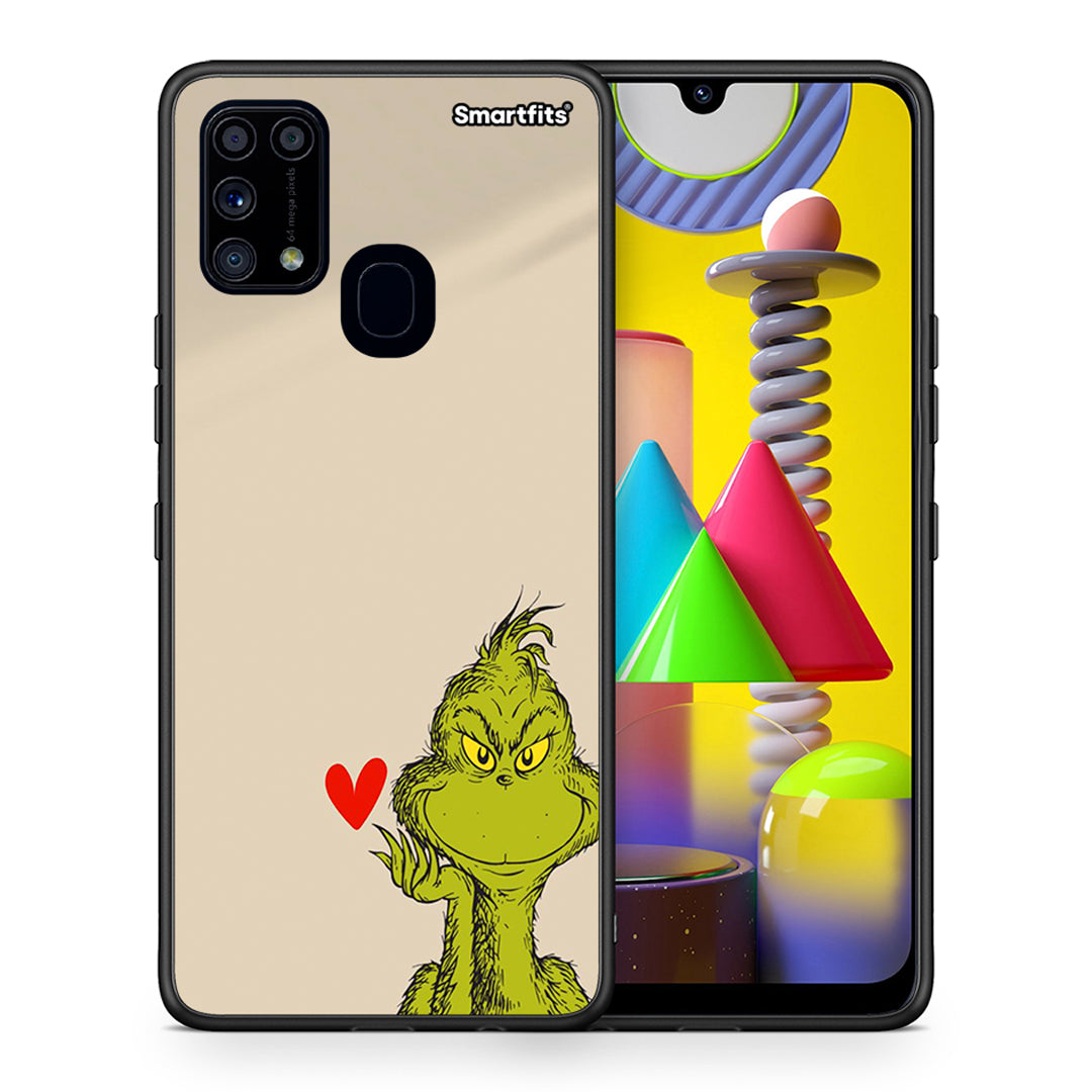 Θήκη Samsung M31 Xmas Grinch από τη Smartfits με σχέδιο στο πίσω μέρος και μαύρο περίβλημα | Samsung M31 Xmas Grinch case with colorful back and black bezels