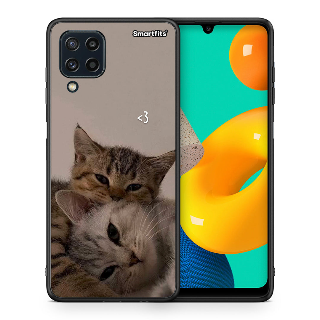 Θήκη Samsung M32 4G Cats In Love από τη Smartfits με σχέδιο στο πίσω μέρος και μαύρο περίβλημα | Samsung M32 4G Cats In Love case with colorful back and black bezels