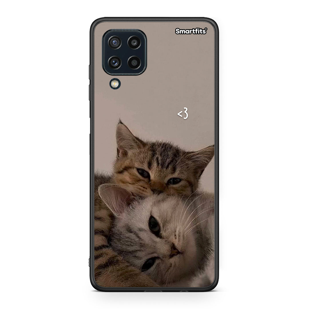 Samsung M32 4G Cats In Love Θήκη από τη Smartfits με σχέδιο στο πίσω μέρος και μαύρο περίβλημα | Smartphone case with colorful back and black bezels by Smartfits