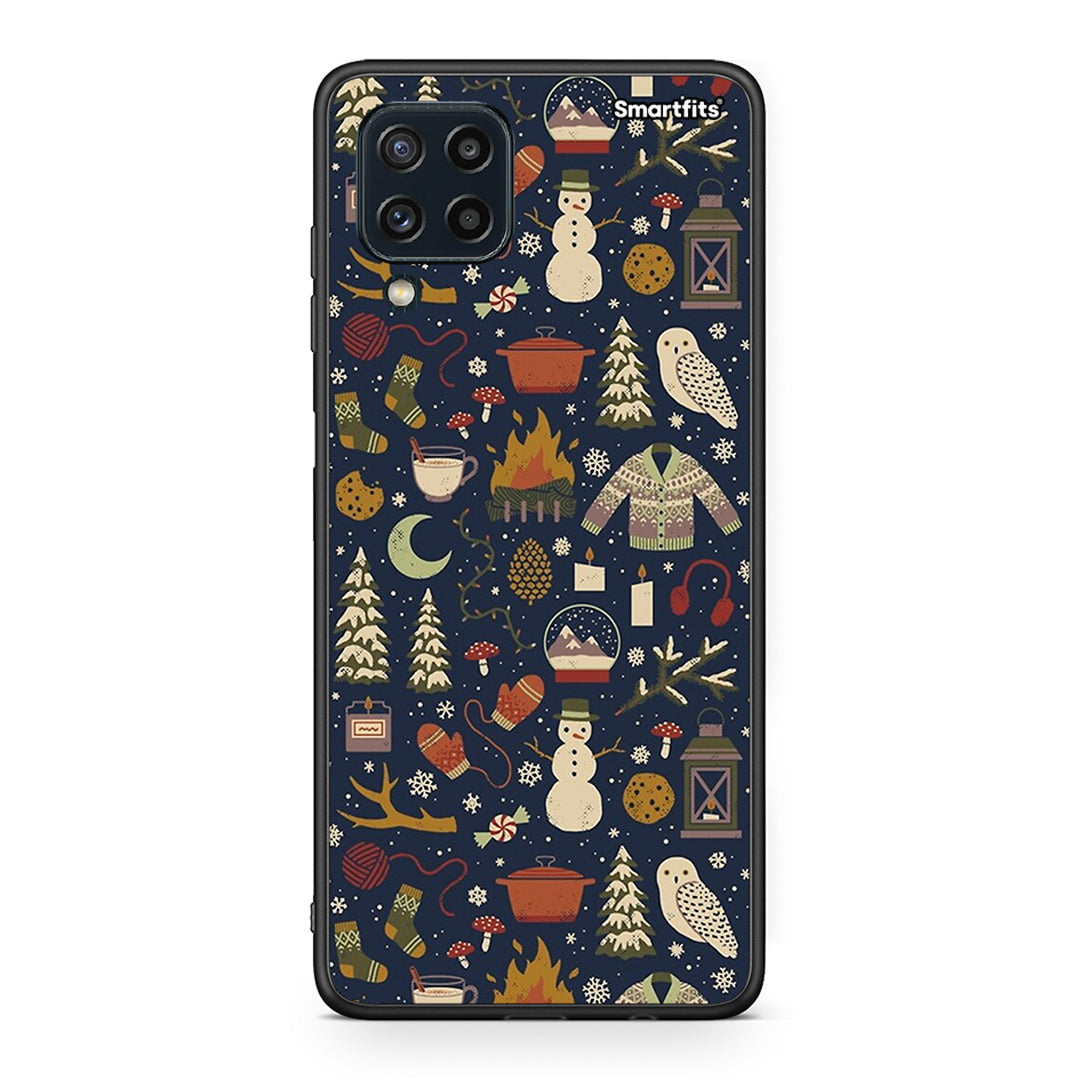 Samsung M32 4G Christmas Elements θήκη από τη Smartfits με σχέδιο στο πίσω μέρος και μαύρο περίβλημα | Smartphone case with colorful back and black bezels by Smartfits