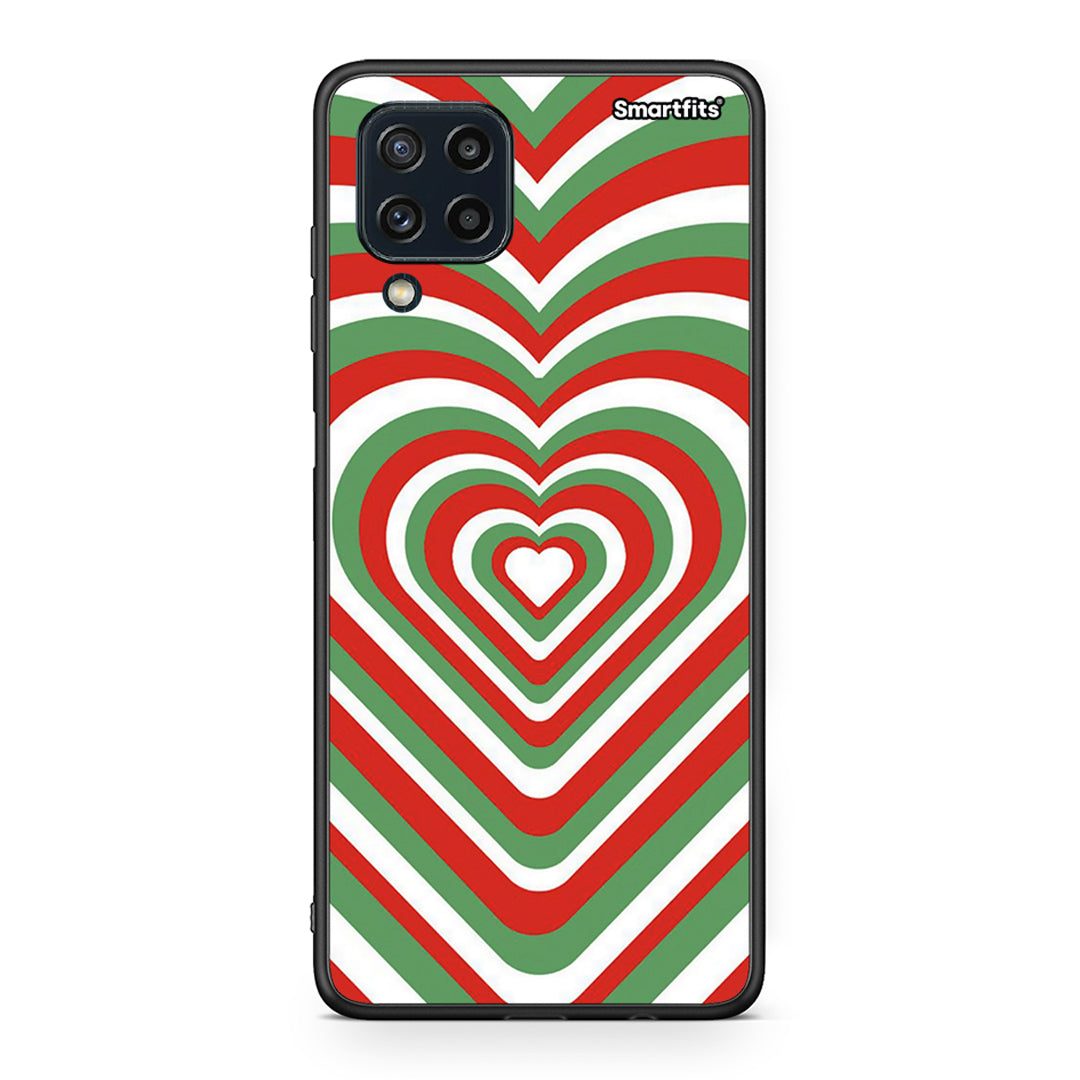 Samsung M32 4G Christmas Hearts θήκη από τη Smartfits με σχέδιο στο πίσω μέρος και μαύρο περίβλημα | Smartphone case with colorful back and black bezels by Smartfits