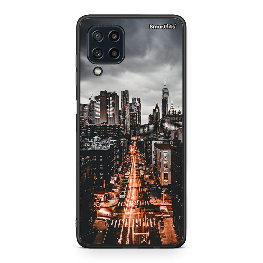 Samsung M32 4G City Lights θήκη από τη Smartfits με σχέδιο στο πίσω μέρος και μαύρο περίβλημα | Smartphone case with colorful back and black bezels by Smartfits