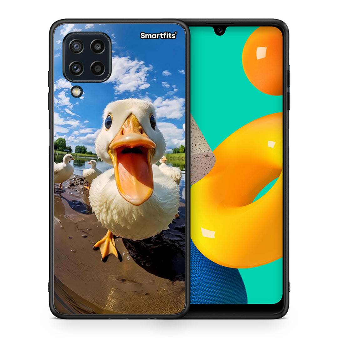 Θήκη Samsung M32 4G Duck Face από τη Smartfits με σχέδιο στο πίσω μέρος και μαύρο περίβλημα | Samsung M32 4G Duck Face case with colorful back and black bezels