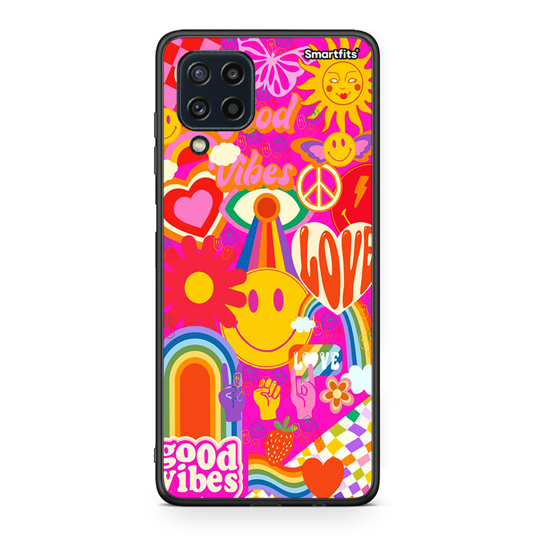 Samsung M32 4G Hippie Love θήκη από τη Smartfits με σχέδιο στο πίσω μέρος και μαύρο περίβλημα | Smartphone case with colorful back and black bezels by Smartfits