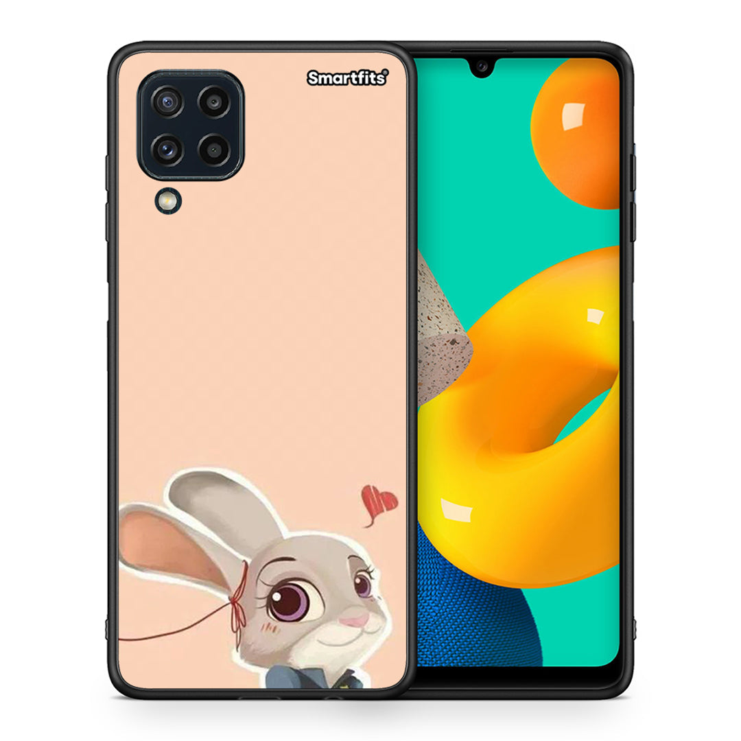 Θήκη Samsung M32 4G Nick Wilde And Judy Hopps Love 2 από τη Smartfits με σχέδιο στο πίσω μέρος και μαύρο περίβλημα | Samsung M32 4G Nick Wilde And Judy Hopps Love 2 case with colorful back and black bezels