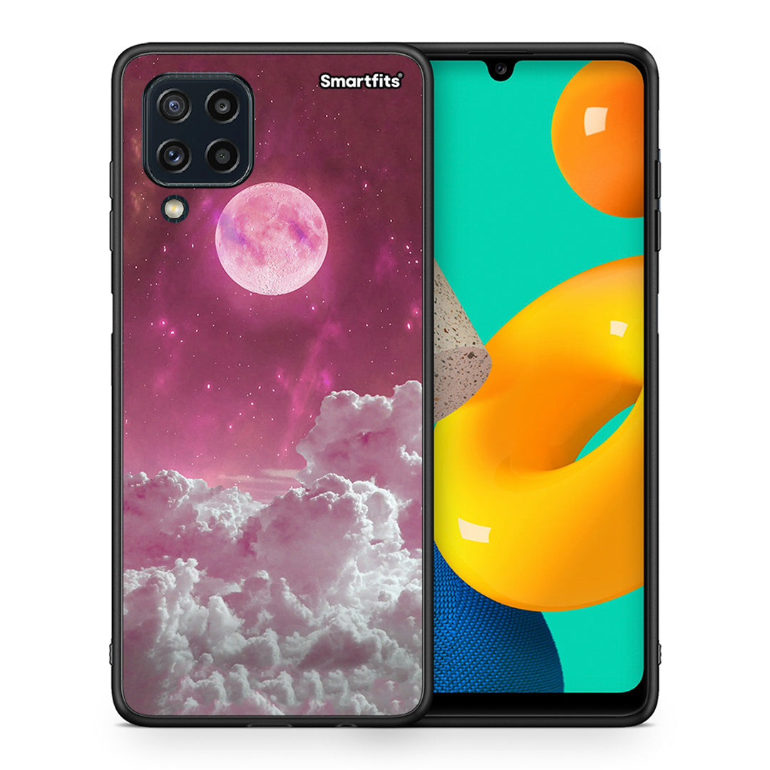 Θήκη Samsung M32 4G Pink Moon από τη Smartfits με σχέδιο στο πίσω μέρος και μαύρο περίβλημα | Samsung M32 4G Pink Moon case with colorful back and black bezels