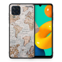 Thumbnail for Θήκη Samsung M32 4G World Map από τη Smartfits με σχέδιο στο πίσω μέρος και μαύρο περίβλημα | Samsung M32 4G World Map case with colorful back and black bezels