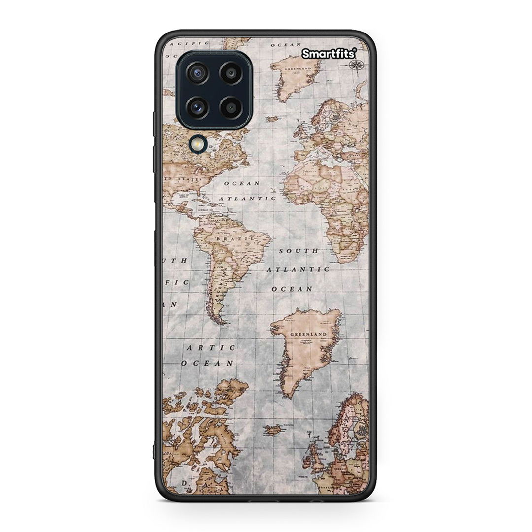 Samsung M32 4G World Map Θήκη από τη Smartfits με σχέδιο στο πίσω μέρος και μαύρο περίβλημα | Smartphone case with colorful back and black bezels by Smartfits