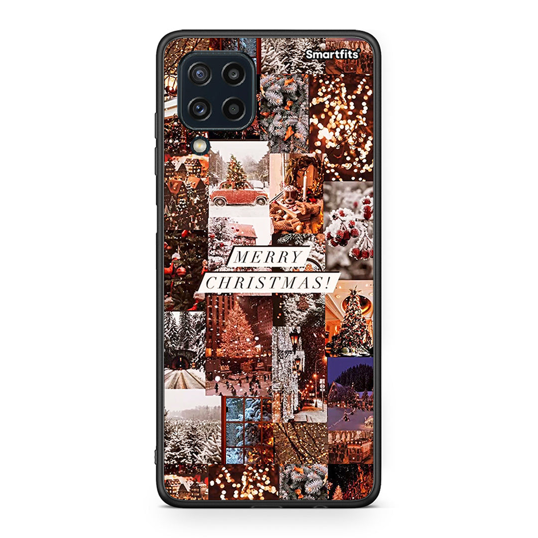 Samsung M32 4G Xmas Collage θήκη από τη Smartfits με σχέδιο στο πίσω μέρος και μαύρο περίβλημα | Smartphone case with colorful back and black bezels by Smartfits