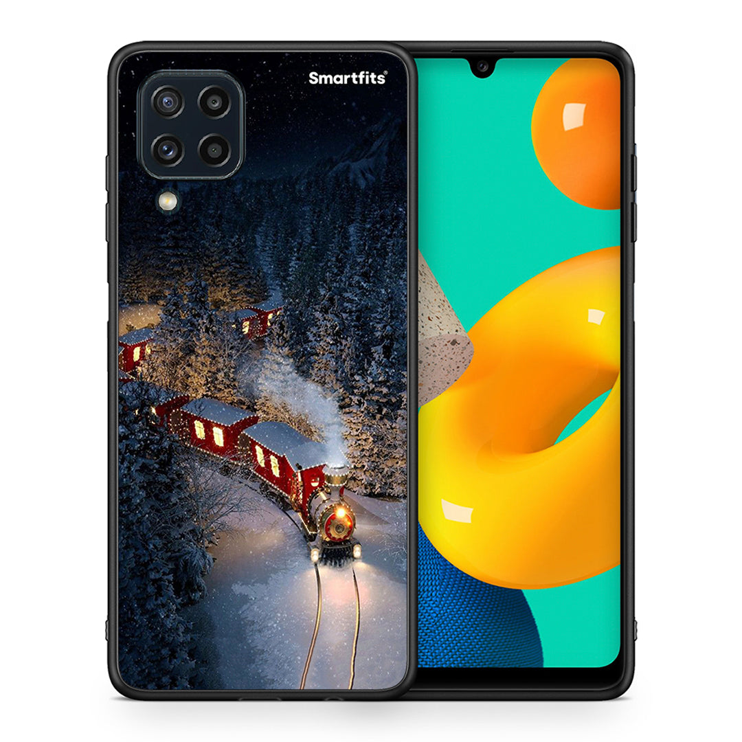 Θήκη Samsung M32 4G Xmas Train από τη Smartfits με σχέδιο στο πίσω μέρος και μαύρο περίβλημα | Samsung M32 4G Xmas Train case with colorful back and black bezels