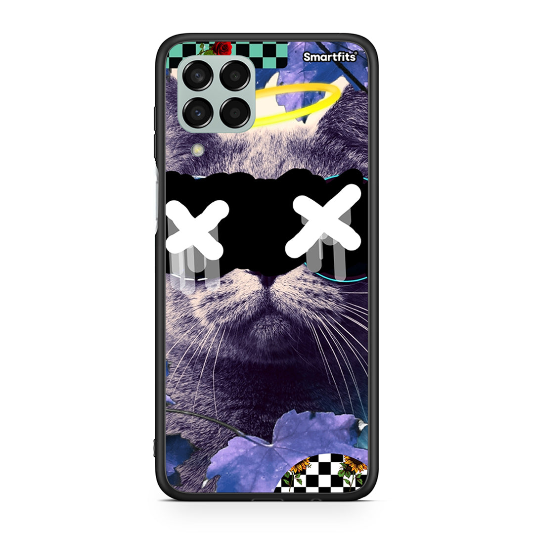Samsung M33 Cat Collage θήκη από τη Smartfits με σχέδιο στο πίσω μέρος και μαύρο περίβλημα | Smartphone case with colorful back and black bezels by Smartfits