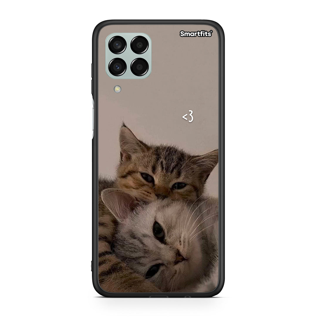 Samsung M33 Cats In Love θήκη από τη Smartfits με σχέδιο στο πίσω μέρος και μαύρο περίβλημα | Smartphone case with colorful back and black bezels by Smartfits