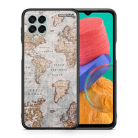 Thumbnail for Θήκη Samsung M33 World Map από τη Smartfits με σχέδιο στο πίσω μέρος και μαύρο περίβλημα | Samsung M33 World Map case with colorful back and black bezels