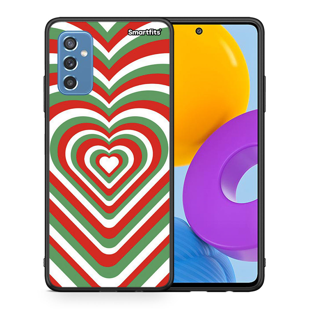 Θήκη Samsung M52 5G Christmas Hearts από τη Smartfits με σχέδιο στο πίσω μέρος και μαύρο περίβλημα | Samsung M52 5G Christmas Hearts case with colorful back and black bezels